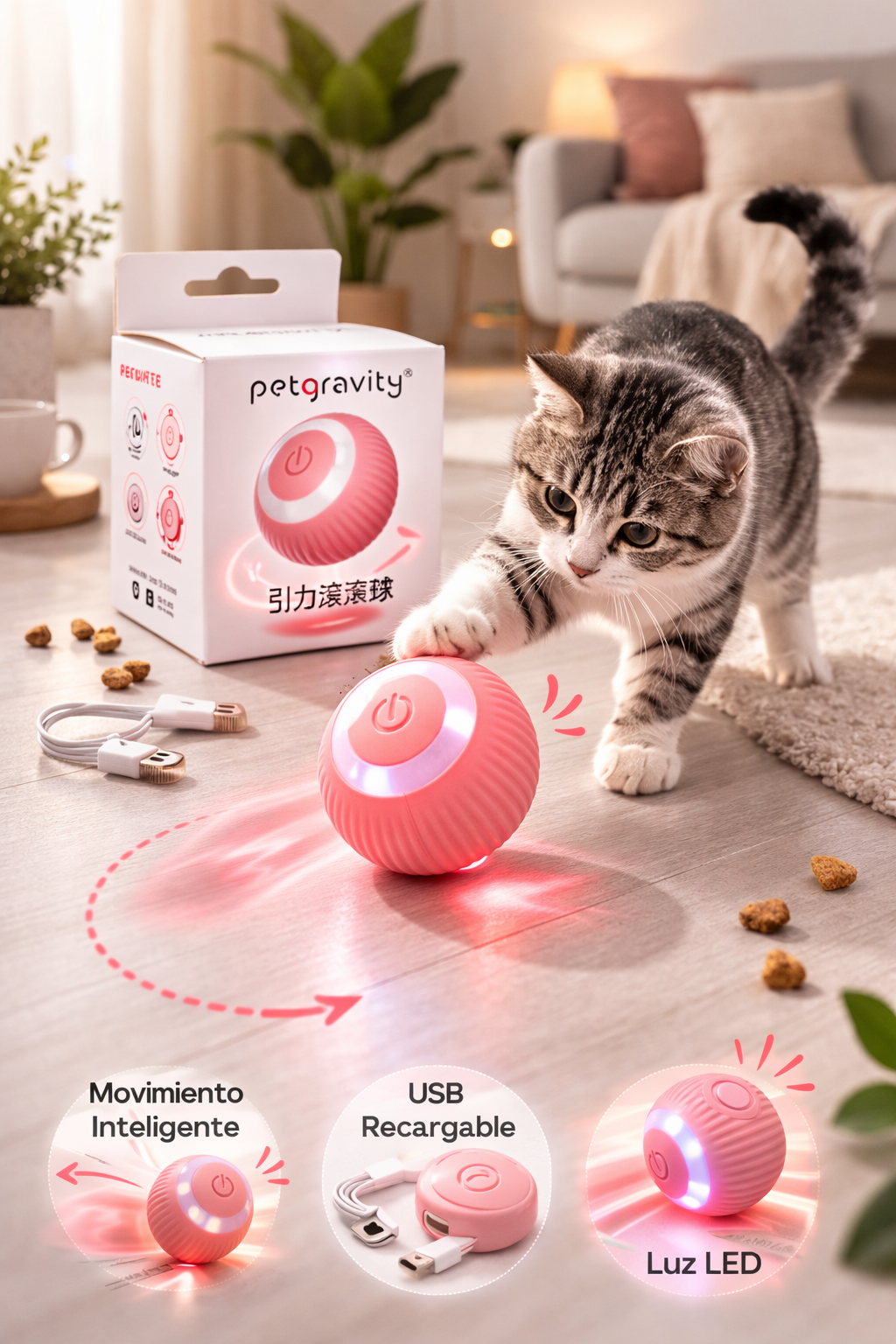 PetSphere™ | Juguete Inteligente Bola Rodante GATOS